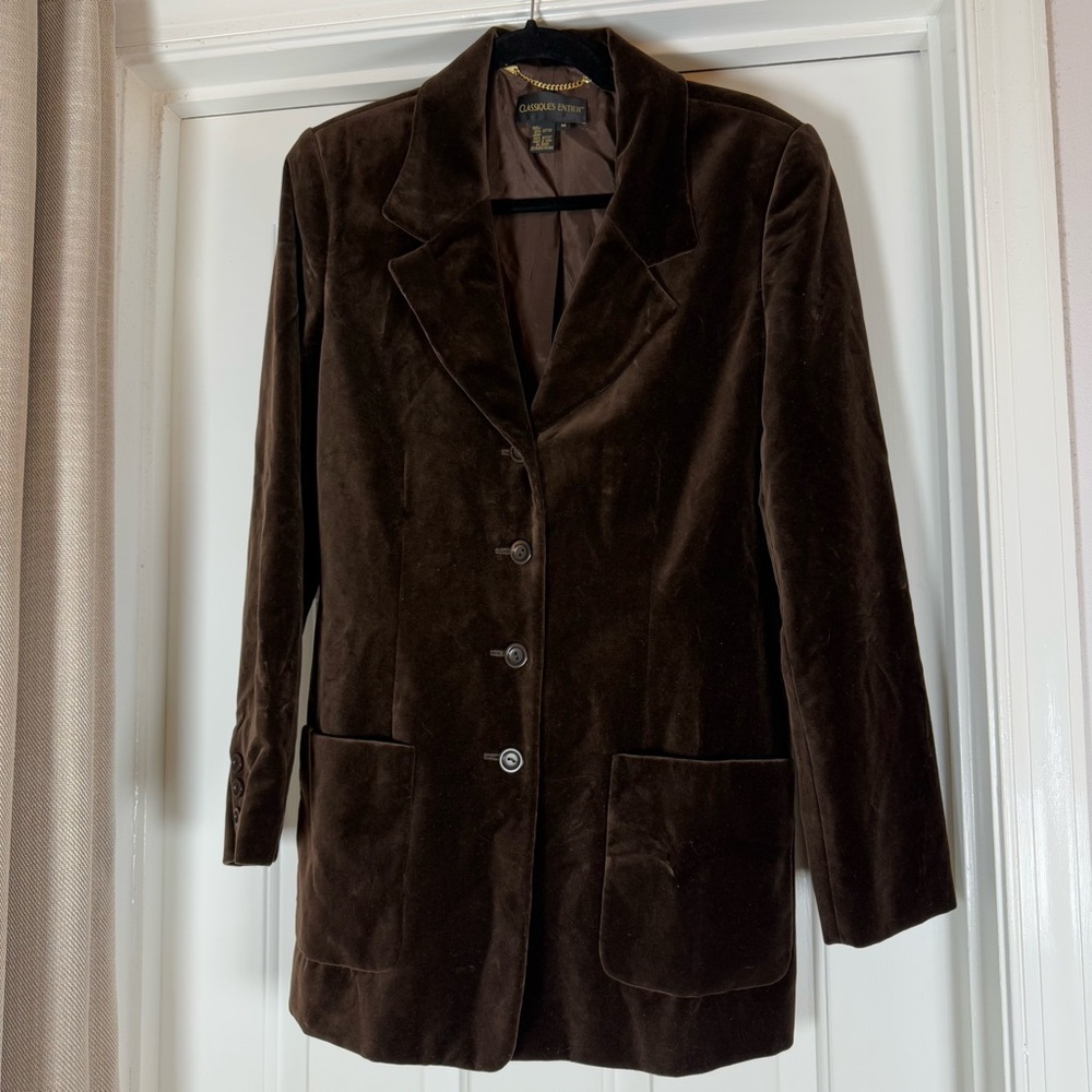 Classic Brown Velvet Blazer Size Medium